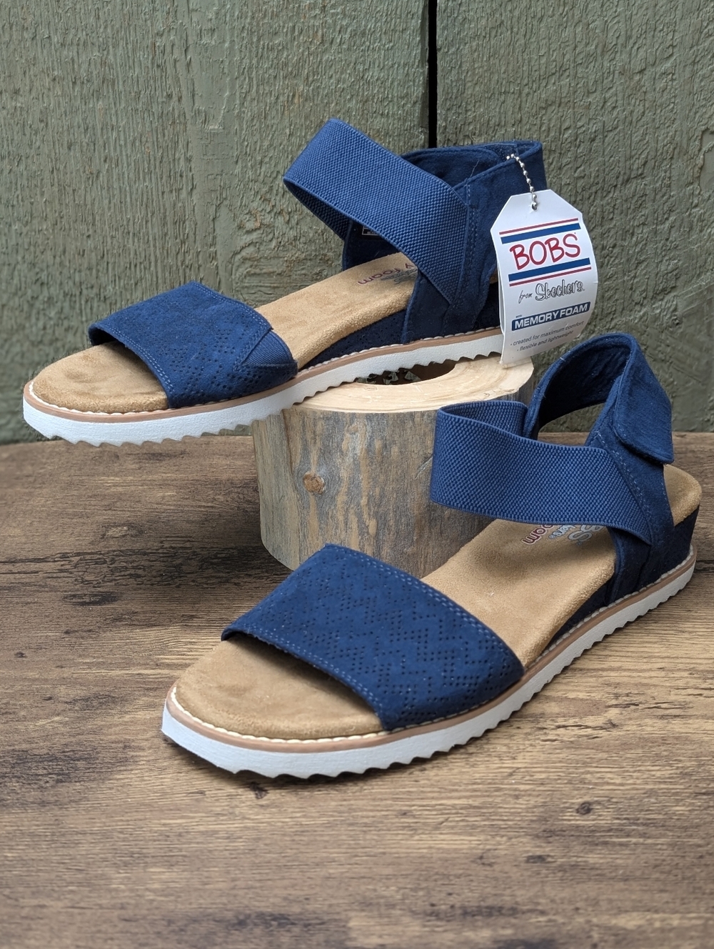 NWT BOBS from Skechers Navy Blue Memory Foam Sandals